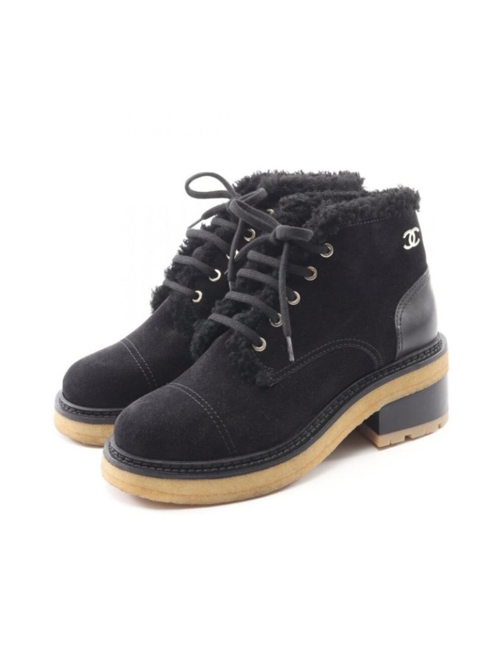 Chanel Boots CC Logo Suede Leather - Picture 1 of 10